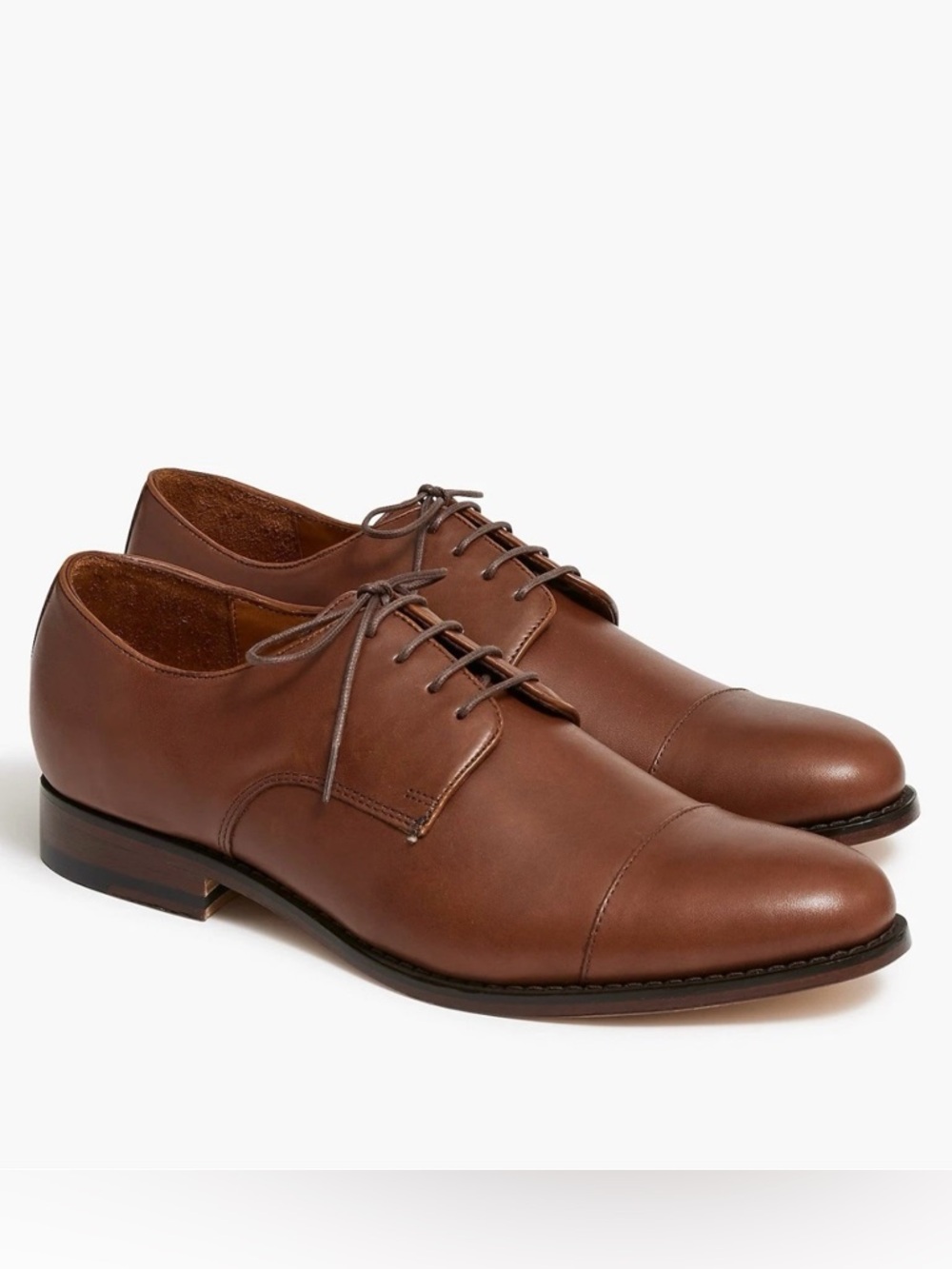 J. CREW Leather cap-toe derby shoes in Brown Size 8 M NWOB $228 BS113